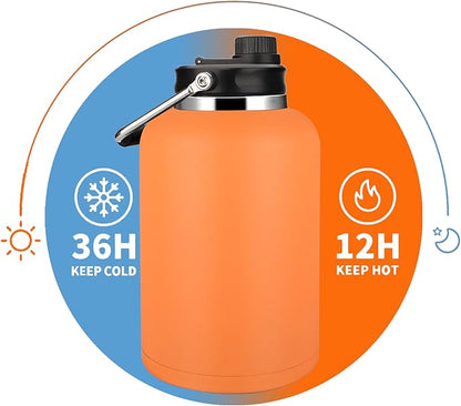 Zenbo One Gallon Jug with Straw, 128 oz Double Wall Vacuum Insulated Sports Water Bottle, Keeps Cold up to 48 Hours, Leak-Proof & Sweat-Proof Stainless Steel Water Jug for Gym, Outdoor & Camping