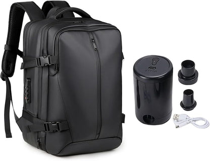 Vacuum Seal Travel Backpack 36-55L, Expandable Air Compression Vacuum System, Carry On with Lock Fits 17.3" Laptop, Water Resistant, Dry and Wet Separation