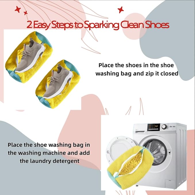 Shoe Washing Machine Bag Shoe Cleaner Bag for Washer Reusable 2 Pack Sneaker Cleaner shoe laundry bag Wash Mesh Cleaning Dryer for Tennis Shoes and Boots 360° Deep Clean