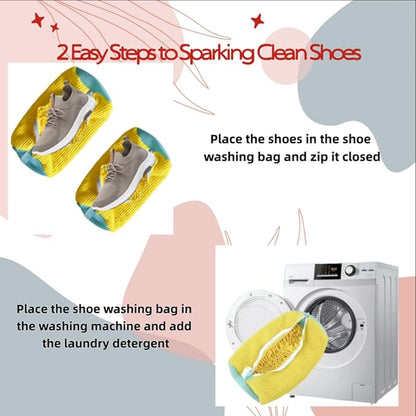 Shoe Washing Machine Bag Shoe Cleaner Bag for Washer Reusable 2 Pack Sneaker Cleaner shoe laundry bag Wash Mesh Cleaning Dryer for Tennis Shoes and Boots 360° Deep Clean