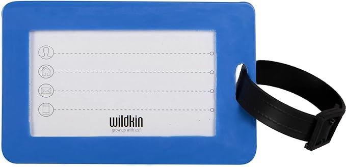 Wildkin Kids Luggage Tags – Set of 2, Durable Bag Tags w/Info Card for Suitcases & Backpacks - Fire Truck