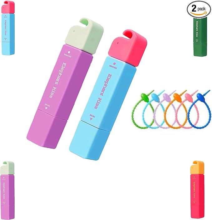 Elephant Kiss Stain Remover, 3-Second Stain Remover Pen for Clothes, Double Head Instant Stains Treater Sticks, 12ml Spot Cleaner With Lanyard Travel & Pocket-Sized (blue+purple)