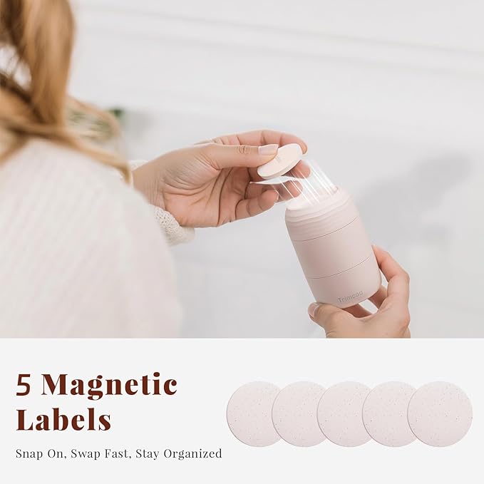 New Travel Toiletry Containers [Ultra Leakproof] TSA-Approved, PLA Hard Shell Jars with 5 Magnetic Labels, Wide Mouth Bottles for Lotion, Cleanser, Shampoo, Conditioner, Pink, 3 Pack, 2OZ