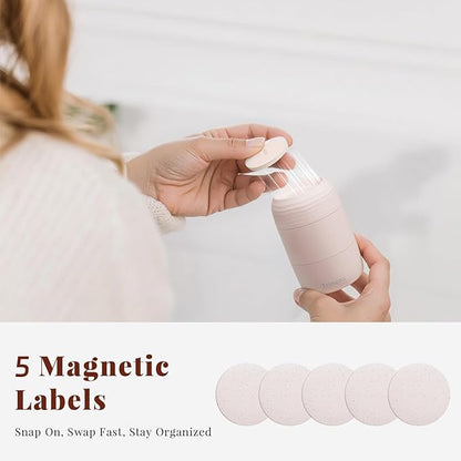 New Travel Toiletry Containers [Ultra Leakproof] TSA-Approved, PLA Hard Shell Jars with 5 Magnetic Labels, Wide Mouth Bottles for Lotion, Cleanser, Shampoo, Conditioner, Pink, 3 Pack, 2OZ