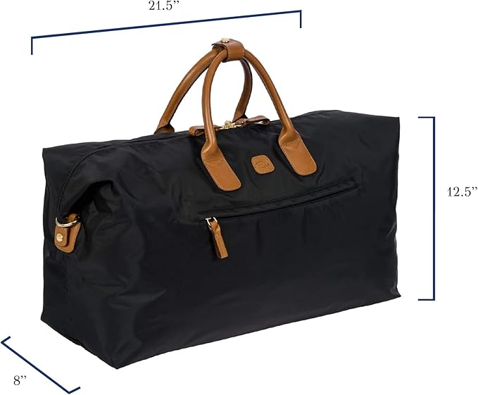 Bric's X-Travel Deluxe Duffle for Men and Women - Lightweight Overnight Carry On Travel Luggage with Tuscan Leather Trim and Sleeve Attachment - Water-Resistant Weekender or Gym-Ready Duffel