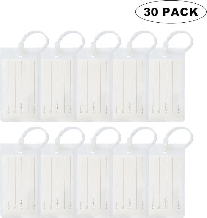 30 Pack Luggage Tags for Suitcases, Airplane Travel Essentials for Flying, International Travel Must Haves, and Luggage Accessories by Sodsay