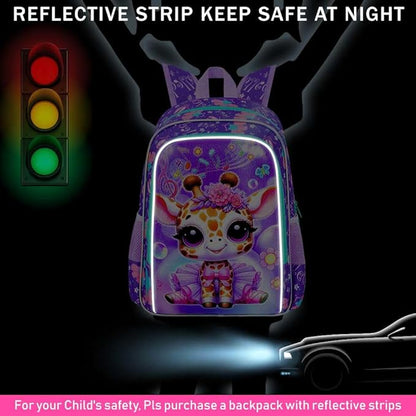 WZLVO 3PCS Kids Backpack for Girls, Unicorn Dinosaur Animal Prechool Elementary Kindergarten School Bookbag with Lunch Box