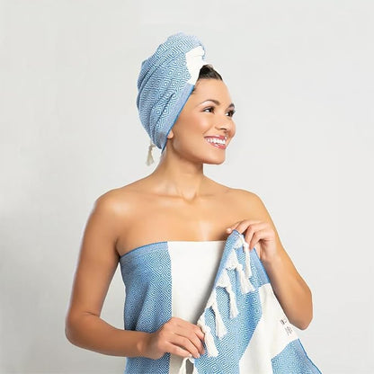 Bazaar Anatolia Turkish Beach Towel – 100% Cotton, Quick Dry, Sand Free Towel for Bathroom, Camping, Travel – Oversized 71x39 Inches – Diamond Turquoise