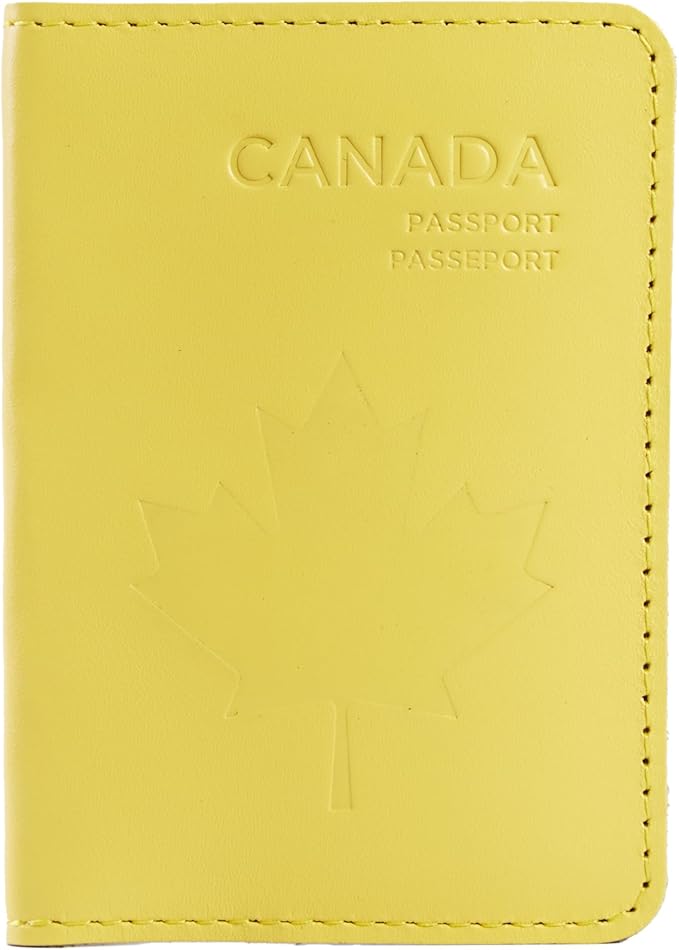 INCARNE Leather Passport Holder for Travel - Passport Case - Passport Wallet for Men - Passport Cover for Women Sleeve Protector - Travel Essentials Vacation Luggage Travel Gifts - Classic Yellow