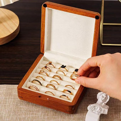 Bescott Solid Wood Small Rings Cufflink Earrings Box Jewelry For Travel Organizer Storage For Multiple Rings Wooden Case Holders For Women Men Gift