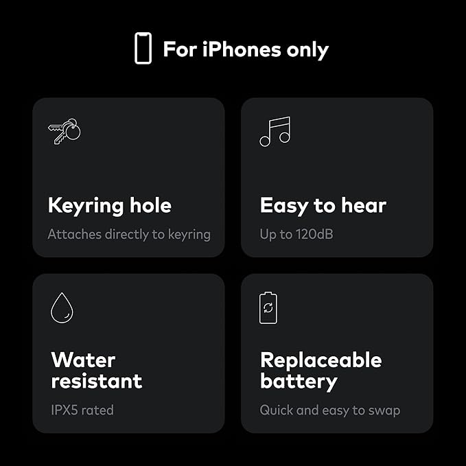 Chipolo ONE Spot - Key Finder, Bluetooth Tracker for Keys, Bag - Works with The Apple Find My app (only for iOS) (Almost Black)