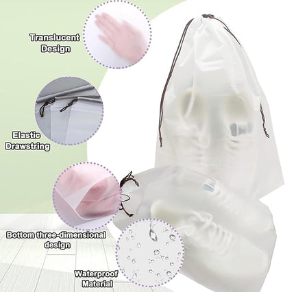 50 Pack Shoe Bags for Travel,Large Clear Shoes Storage Organizers Pouch with Rope for Men and Women,Transparent Travel Shoe Bags for Packing,Waterproof Drawstring Dust Bags Shoe Storage Bag