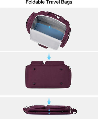 MILADA Underseat Carry On Luggage Bags for Travel Lightweight Foldable Carry On Bags for Airplanes Small Duffle Bag for Men Women Personal Weekend Overnight Travel Tote Bags, Purple