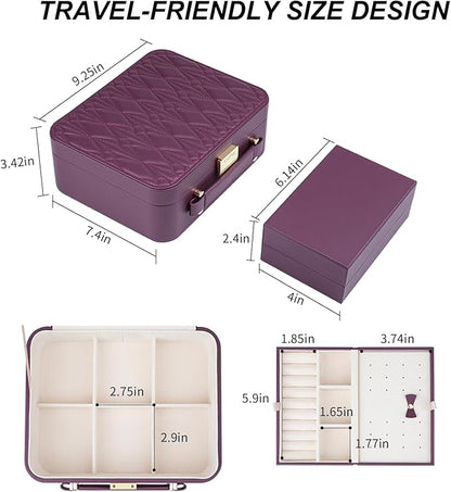 Travel Jewelry Case Organizer, Large Travel Jewelry Organizer, Travel Jewelry Box and Portable Travel Jewelry Case, Burgundy Red
