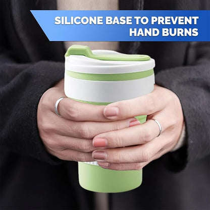 4-Pack Collapsible Cup Reusable – 12oz Leakproof Travel Coffee Mug, Silicone, Foldable & Portable for Hiking, Camping, Office | Lightweight, Heat-Resistant, Easy to Clean, Outdoor & Travel Cup