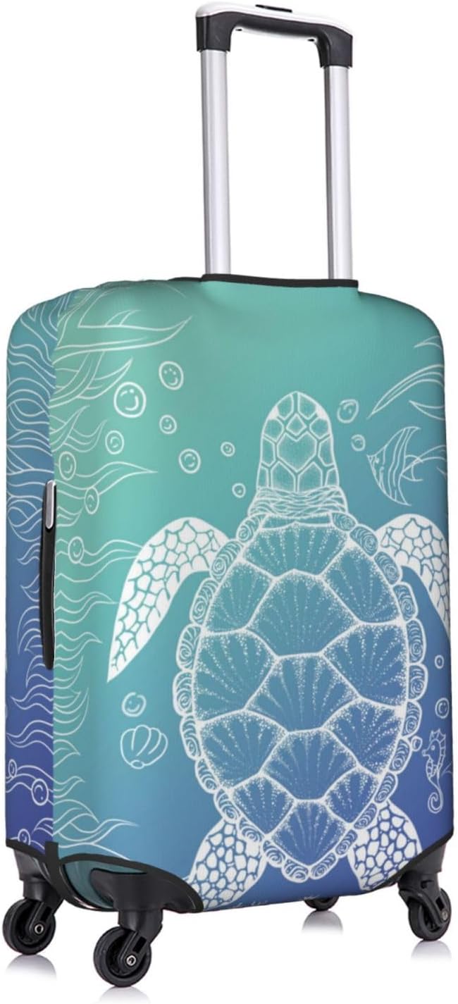 Ocean Sea Turtle Luggage Cover Washable Suitcase Protector, Turtle Theme Party Luggage Tag Travel Birthday Gifts For Men Women (L 26-28 Inch Luggage)