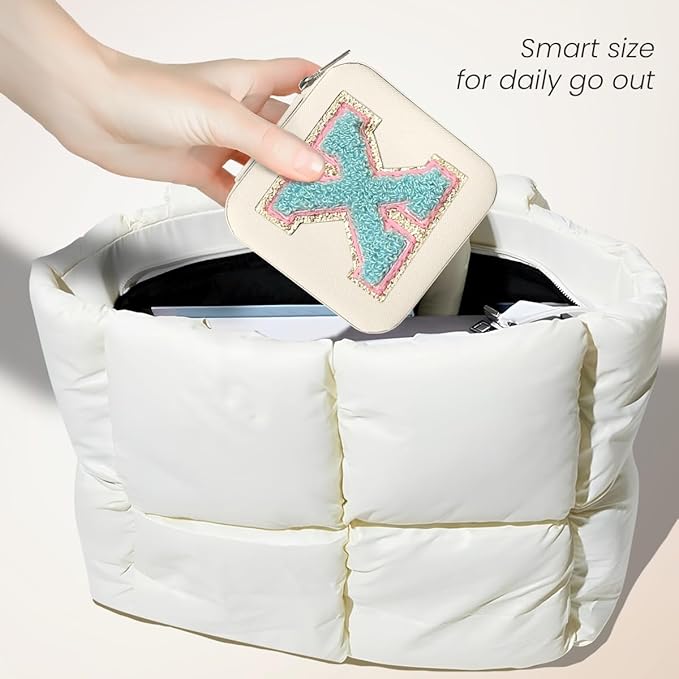 SANDJEST Personalized Jewelry Box, White Travel Jewelry Box with Initial X, Small Monogrammed Jewelry Case Organizer for Girls Women Teen Kids, Mini Travel Essentials Gifts for Birthday Christmas