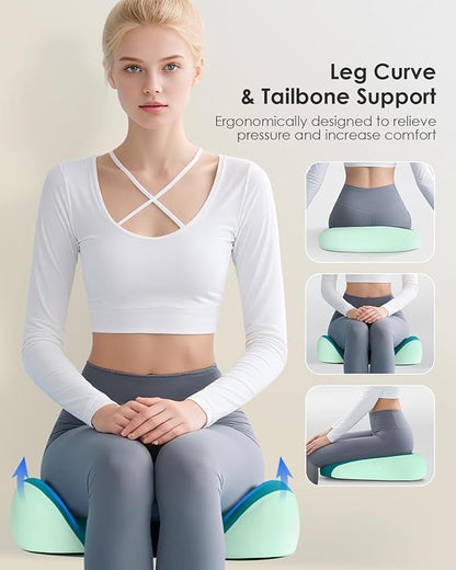 FLORICH Seat Cushion, Memory Foam Cushion for Office Chair, Ergonomic Office Seat Chair Cushion for Relieving Sciatica, Soft & Breathable Car Seat Cushion - Green