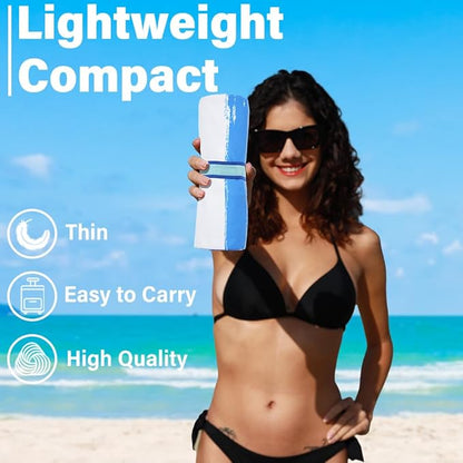 2 Pack Lightweight Thin Microfiber Beach Towel Sand Free Quick Dry Absorbent Compact Soft Pool Swim Travel Towels Extra Large Oversized Beach Accessories packable Essentials Stuff Gifts for Adult