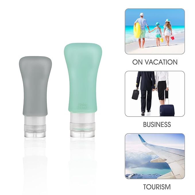 20 Pack Travel Bottles, 3oz 2oz Leak Proof Accessories Toiletries, Shampoo And Conditioner Bottles,Perfect for Business or Personal Travel, Fun Outdoors Silicone 20 Pieces