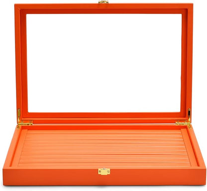 Oirlv Premium Leather Jewelry Display Tray with Acrylic Lid Ring Earrings Organizer Box Clear Lid Drawer Insert for Women