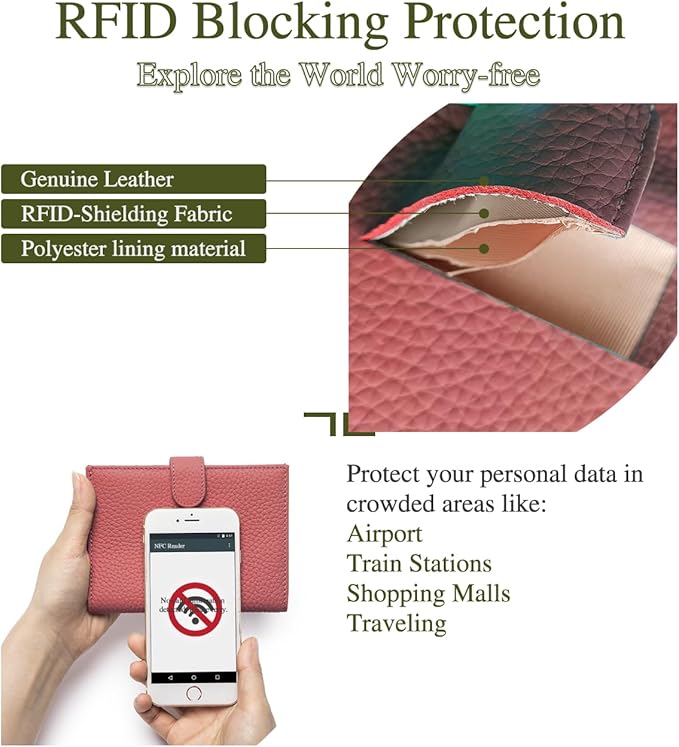 Slim RFID Passport Wallet for Women – Leather Travel Wallet Womens with Passport Slot & Card Slots, Zippered Coin Pocket & Cash Holder Travel Organizer Burnt Sienna (Brick Red)