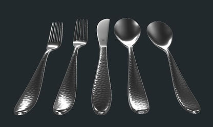 Matte Silverware Set, 18/10 Stainless Steel Satin Flatware, Modern Brushed Finish Cutlery, Dishwasher Safe & Durable, Built to Last (40-Piece, Marettimo Hammered)