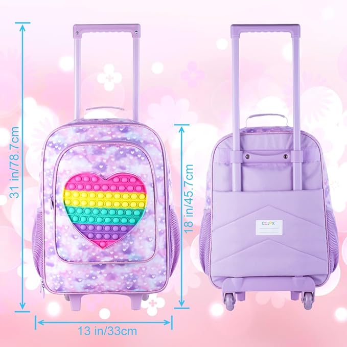 Kids Suitcase with Wheels for Girls and Boys, Rolling Carry on Luggage for Toddler Children