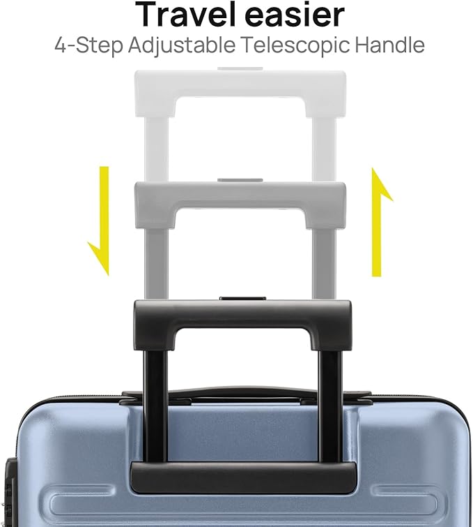 NINETYGO Carry On Luggage 22x14x9 Airline Approved, 20 Inch Luggage with Smooth Double Spinner Wheels, Hard Shell PC+ABS Suitcase Carry-On, Lightweight Travel Luggage, TSA Approved (Blue, Andes)