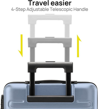 NINETYGO Medium Checked Luggage 24 Inch, Checking In Luggage with Smooth Spinner Wheels, Expandable, Hard Shell PC+ABS Suitcase, Lightweight Travel Luggage, TSA Approved (Blue, Andes)