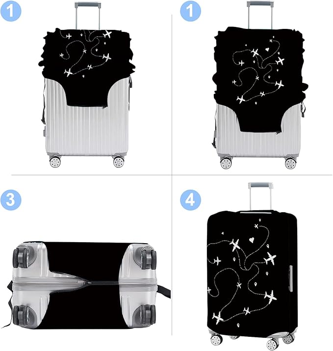 Luggage Cover Washable Suitcase Protector Anti-Scratch,Stretchable Fit for 20-34Inch Luggage Durable Travel Bag Cover with Zipper Closure (Airline, M(fits 24-26Inch suitcase))