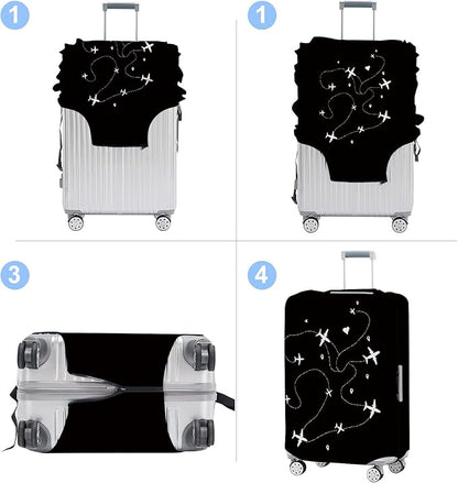 Luggage Cover Washable Suitcase Protector Anti-Scratch,Stretchable Fit for 20-34Inch Luggage Durable Travel Bag Cover with Zipper Closure (Airline, M(fits 24-26Inch suitcase))