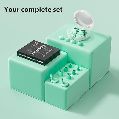Ear Plugs for Sleeping Noise Cancelling, Reusable Soft Noise Reduction Earplugs for Sleep, Focus, Travel, Work, Motorcycle, Concert with 6 Silicone Ear Tips and 6 Foam Ear Tips - 25-35dB Green