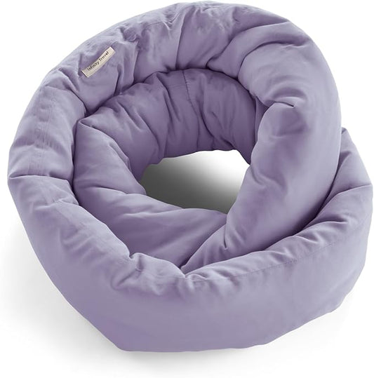 Huzi Infinity Pillow Mini - Kids Travel Neck Pillow - Machine Washable - Home Travel Flight Road Car Train Trips (Purple)