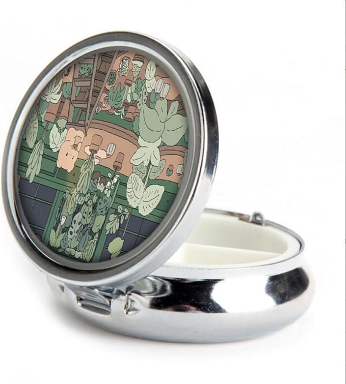 Pill Box,Cute Kawaii Anime Round Pill Box 3 Compartment Decorative Pocket Purse Portable Mini Travel Medicine Tablet Vitamin Holder Organizer Pill Case