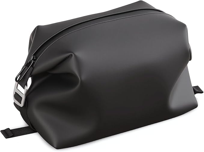 Vomgomfom 3L 6.5 Inch Silicone Toiletry Bag, Waterproof Leakproof Travel Cosmetic Organizer, Adjustable G-Buckle Compression Dopp Kit, Foldable Makeup Bag for Women & Men, Black