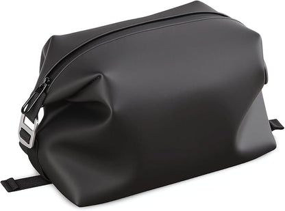 Vomgomfom 3L 6.5 Inch Silicone Toiletry Bag, Waterproof Leakproof Travel Cosmetic Organizer, Adjustable G-Buckle Compression Dopp Kit, Foldable Makeup Bag for Women & Men, Black