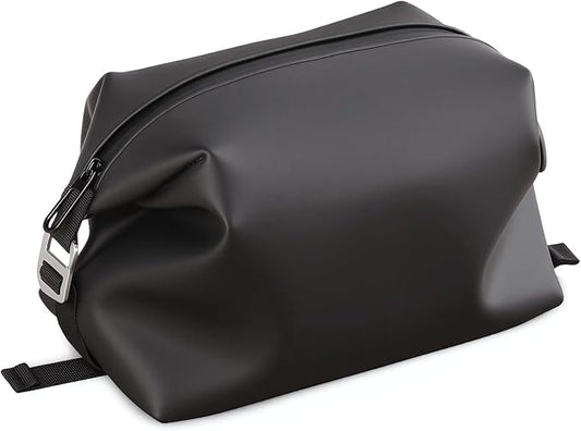 Vomgomfom 6L 13 Inch Silicone Toiletry Bag, Waterproof Leakproof Travel Cosmetic Organizer, Adjustable G-Buckle Compression Dopp Kit, Foldable Makeup Bag for Women & Men (Black, 13" 6L)