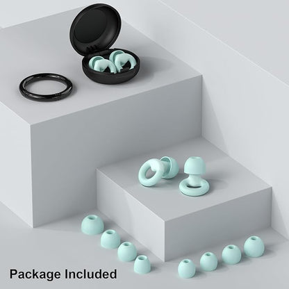 Ear Plugs for Sleeping, 2 Pairs of Reusable Earplugs for Noise Reduction 25dB-30dB with 8 Ear Tips, Soft Hearing Protection Ear Plugs for Concert,Noise Sensitivity, Study & Work