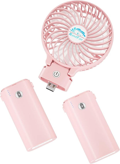 HandFan 10400mAh Personal Handheld Fan, 40Hrs Long-Lasted Hand Fan Rechargeable, Mini Cooling Fans Foldable, Heavy Duty Battery Fans Portable for Travel Beach Concerts Cruise Makeup(Pink)