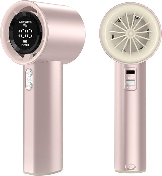 Portable Handheld Fan, Speed (1-100) Adjustable Turbo Personal, 4000mAh Battery Rechargeable Cooling Fan, Digital Display, Gifts for Women Men Travel/Camping/Outdoor (Powder/Beige)