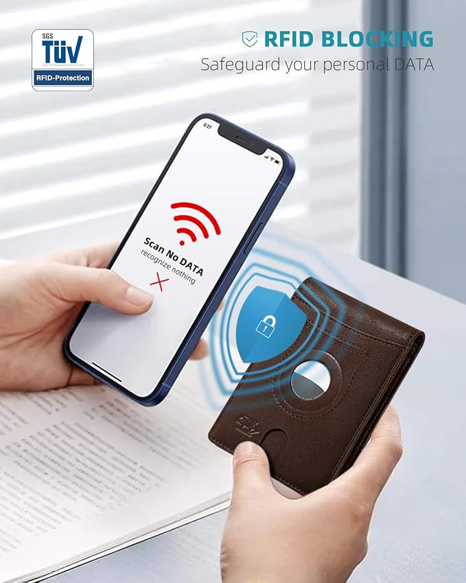 Zitahli Men's Wallets Airtag Holder Slim Rfid Leather with Gift Box