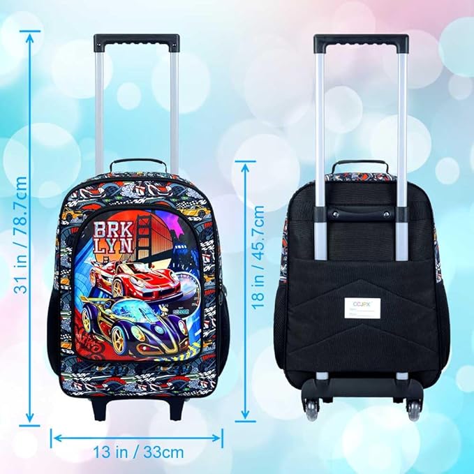 UFNDC Kids Suitcase for Boys, Suspension Bridge Racing Luggage with Wheels，Travel Carry on for Children Toddler Elementary