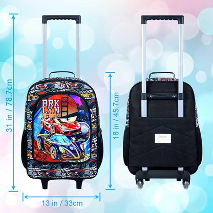 UFNDC Kids Suitcase for Boys, Suspension Bridge Racing Luggage with Wheels，Travel Carry on for Children Toddler Elementary