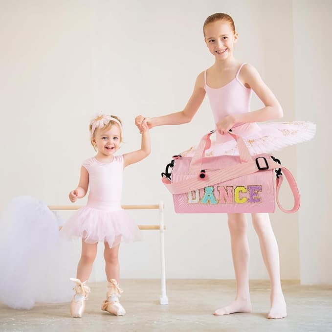 Dance Ballet Bag for Girls Sport Gym Duffle Bags Overnight Travel Bags Fun Dance Workout Duffel Bag Toddler Cute Bag for Dancers, Girls, Teens, Student Athletes