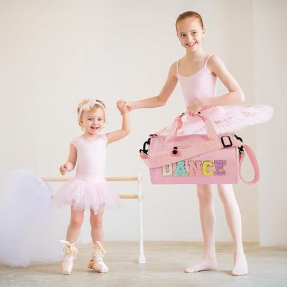 Dance Ballet Bag for Girls Sport Gym Duffle Bags Overnight Travel Bags Fun Dance Workout Duffel Bag Toddler Cute Bag for Dancers, Girls, Teens, Student Athletes