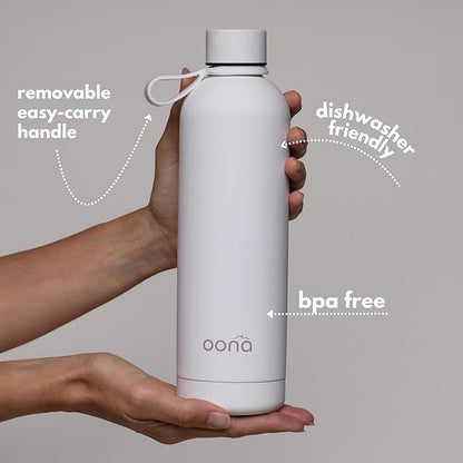 OONA Stainless Steel Water Bottle 25 oz, BPA-Free, Leak-Proof Insulated Water Bottle, Carrying Loop, Double Wall Vacuum Insulation, Keeps Drinks Hot or Cold for 12 Hours, Travel Friendly (White)