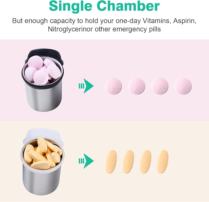 Weekly Stainless Steel Pill Organizer 7 Day, Magnetic Refrigerator Mountable Pill Box Case with Silicone-Sealed Lid for Travel(Morning & Evening)