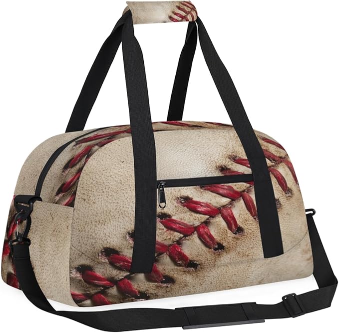 Kids Duffle Bag Girls Boys Close Up Old Vintage Baseball Weekender Overnight Bag,Lightweight Duffel Bags for Traveling Gym Sport Dance