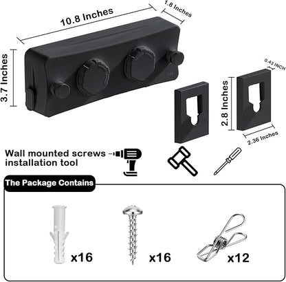 Retractable Clothesline - Heavy Duty 44lb Dual 304 Stainless Lines,16.7ft Anti-Sag Design,Install for Indoor/Outdoor Use (Black, Dual Lines)